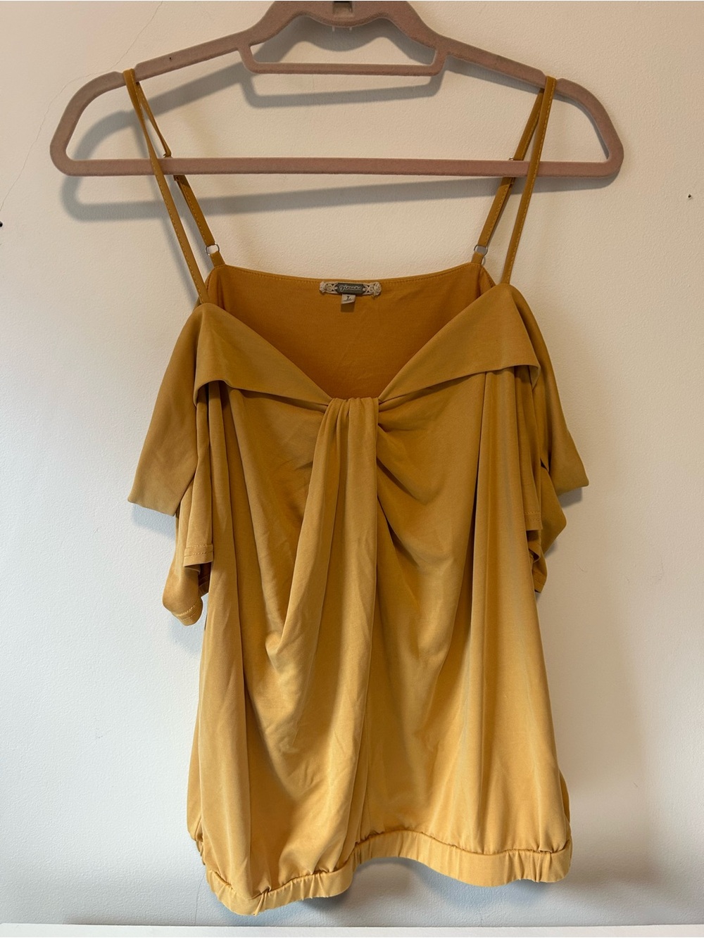 gimmicks by BKE Mustard Off-Shoulder Tie-Front Cami with Spaghetti Straps